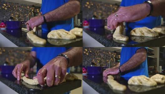 厨师或厨师的男性手揉面高清在线视频素材下载