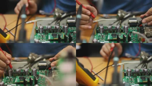 电子工程师测试电路板高清在线视频素材下载