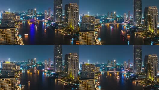 曼谷市中心天际线时间推移-潘拍摄高清在线视频素材下载