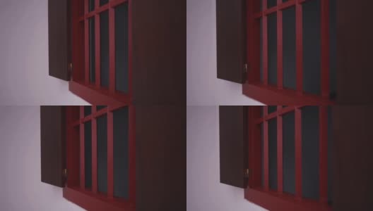 美丽的红色窗户在中国寺院建筑由红杉高清在线视频素材下载