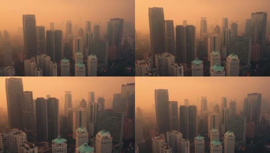 雅加达的现代化摩天大楼被雾笼罩高清在线视频素材下载