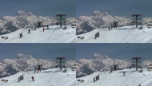 高清延时:滑雪缆车的顶端高清在线视频素材下载