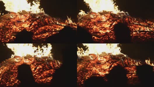 木头燃烧的慢动作高清在线视频素材下载