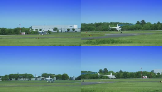 直升机在跑道上起飞高清在线视频素材下载