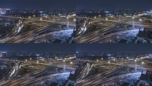 T/L WS HA PAN Road Intersection at Night /北京，中国高清在线视频素材下载