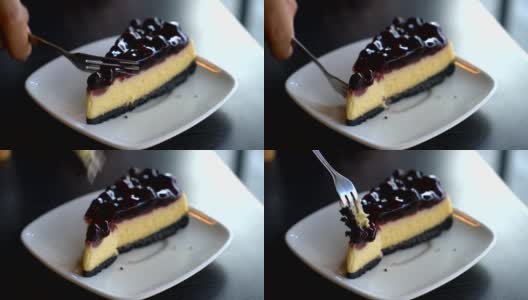 蓝莓芝士蛋糕高清在线视频素材下载