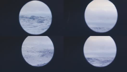 从船的舷窗向广阔的海洋眺望大海高清在线视频素材下载