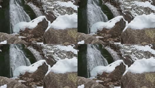 俄罗斯沙姆卡冬季瀑布高清在线视频素材下载