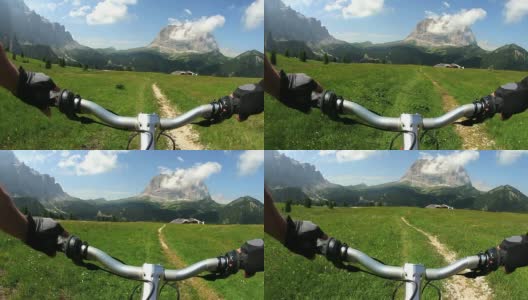 在高山小径上骑山地自行车高清在线视频素材下载