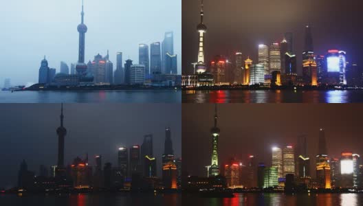 时光流逝——从白天到夜晚的上海(平移)高清在线视频素材下载