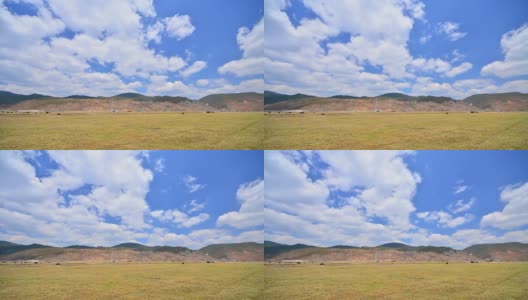 延时:草原景观与Cloudscape高清在线视频素材下载