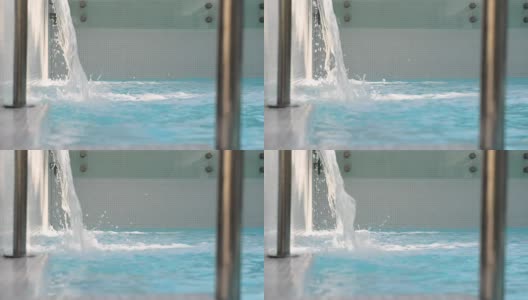 游泳池温泉瀑布高清在线视频素材下载