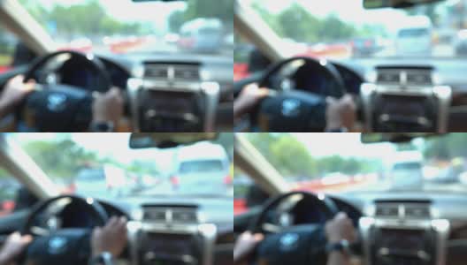 human driving car, 4k blur shot高清在线视频素材下载