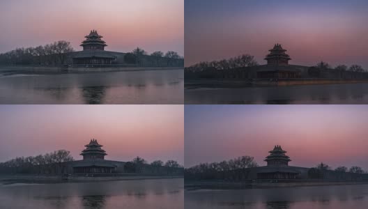 T/L WS LA TU the Corner of the Forbidden City, Day to Night Transition /北京，中国高清在线视频素材下载