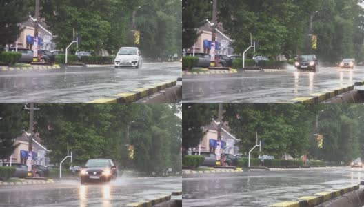 汽车在大雨中行驶高清在线视频素材下载