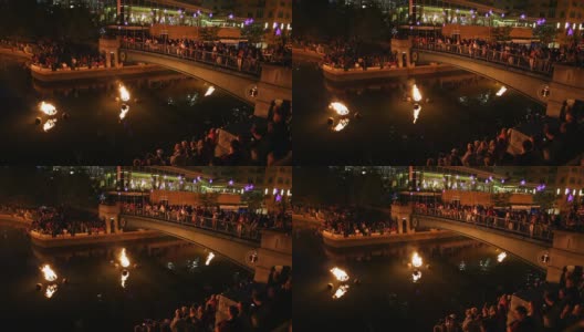 Waterfire，罗德岛州普罗维登斯市的户外艺术活动高清在线视频素材下载