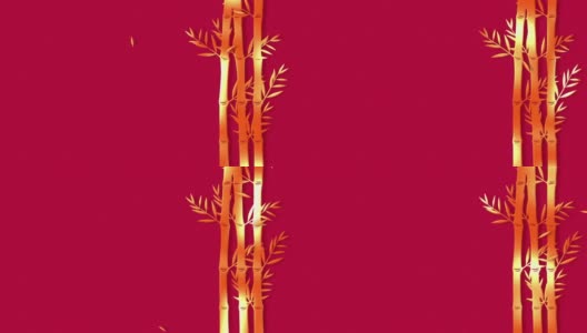 以竹子为背景的红色春节高清在线视频素材下载