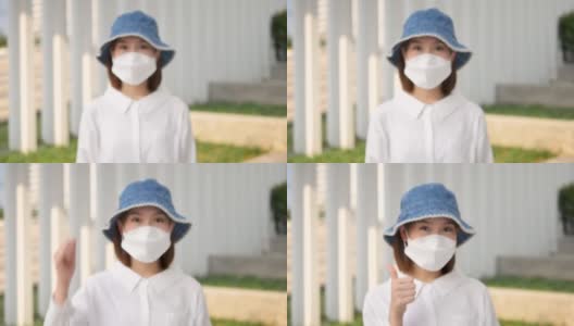 亚洲女性在公共场合戴口罩高清在线视频素材下载