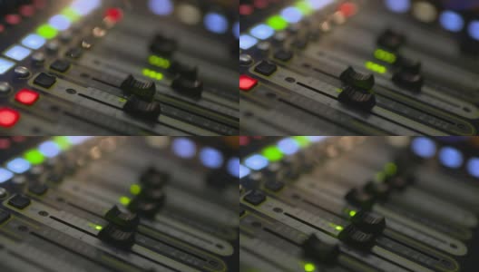 声音混音器的增益滑块在工作室中移动高清在线视频素材下载