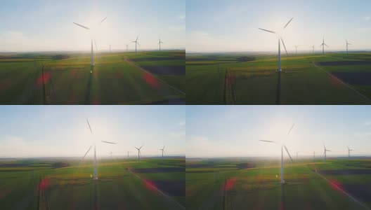 拥有农田和风力涡轮机的乡村高清在线视频素材下载