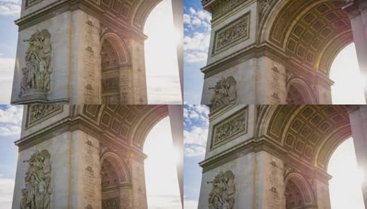 位于巴黎戴高乐广场中心的凯旋门高清在线视频素材下载