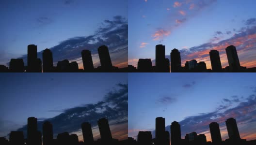 Boston Harbor Skyline Sunset Time Lapse彩色全云HD1080p24fps高清在线视频素材下载