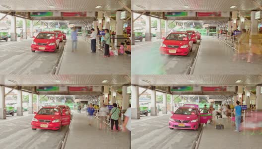 曼谷火车站的出租车停靠时间高清在线视频素材下载