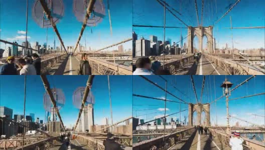 穿越布鲁克林大桥，从布鲁克林到曼哈顿高清在线视频素材下载