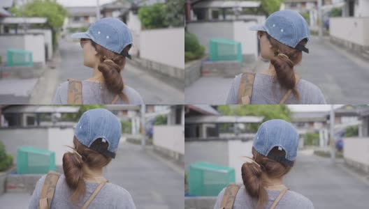 亚洲日本妇女旅游旅游走在街上，日本高清在线视频素材下载