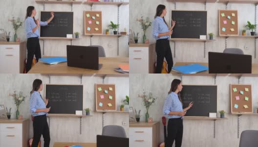 女教师在线上德语课高清在线视频素材下载