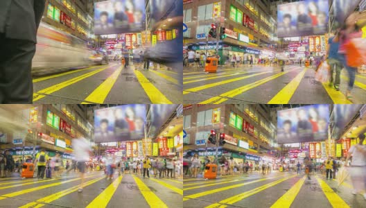 延时高清:香港角购物街孟的行人高清在线视频素材下载