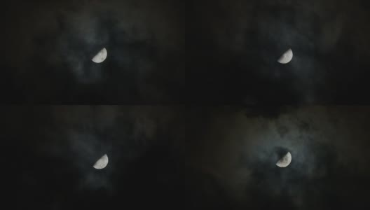 月亮与云的特写高清在线视频素材下载