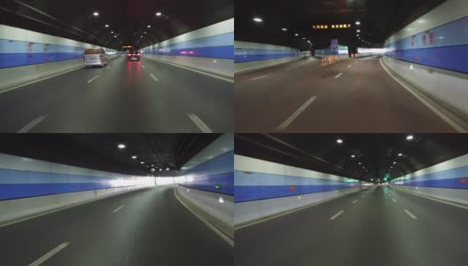 实时驾驶在外滩隧道，上海，中国高清在线视频素材下载