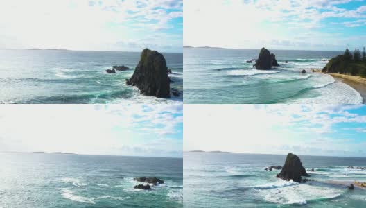 澳大利亚新南威尔士州南海岸Narooma的Glasshouse Rocks的无人机照片高清在线视频素材下载