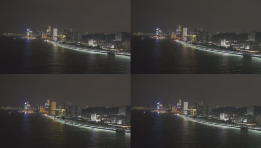 海上高速公路交通流量在夜间的城市高清在线视频素材下载