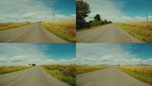 个人视角的汽车在直线道路上行驶高清在线视频素材下载