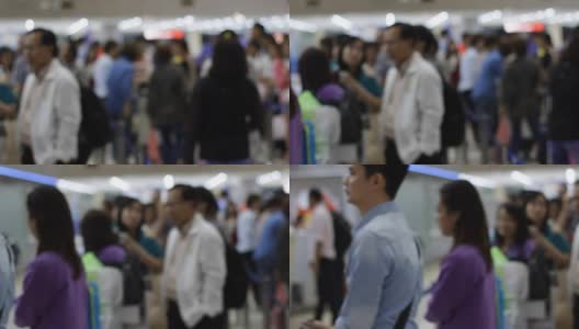 机场旅客拥挤高清在线视频素材下载