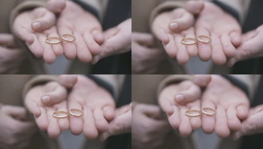 一对展示订婚戒指的手高清在线视频素材下载