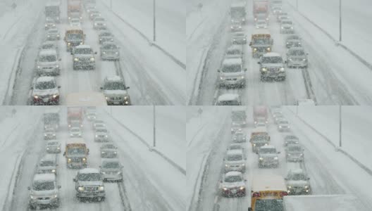 冬季在暴风雪中驾驶高清在线视频素材下载