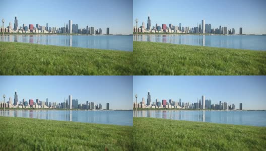 芝加哥天际线-阳光灿烂的夏天高清在线视频素材下载
