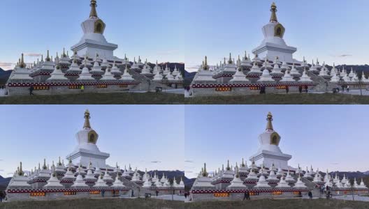 中国四川省稻城的藏式白塔。高清在线视频素材下载