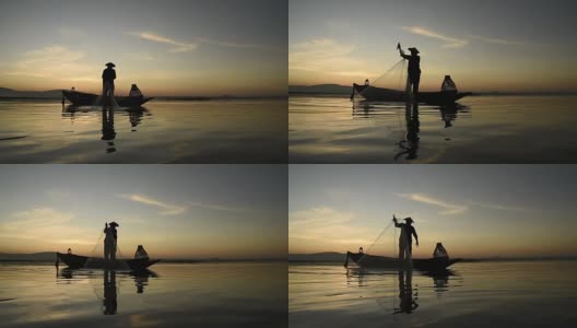 亚洲渔民在湖边钓鱼高清在线视频素材下载