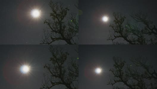 月亮和星星在夜晚旋转高清在线视频素材下载