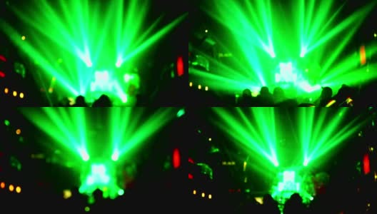 音乐会灯光，夜总会派对现场，美丽的多色激光表演高清在线视频素材下载