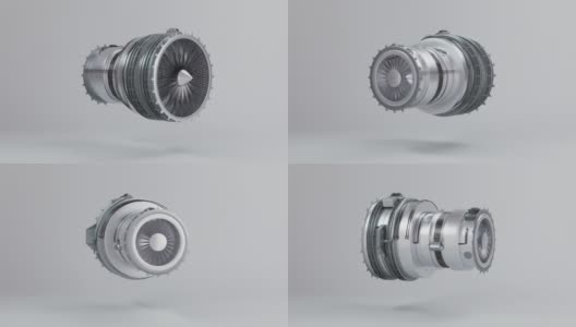 发动机涡轮循环动画3D。工业产生的工程涡轮机概念。无缝的旋转高清在线视频素材下载