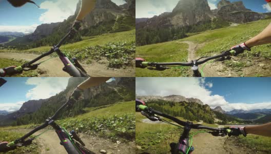 在白云岩上骑自行车高清在线视频素材下载