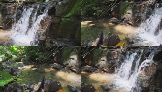 哥斯达黎加丛林中的小溪、河流和瀑布高清在线视频素材下载
