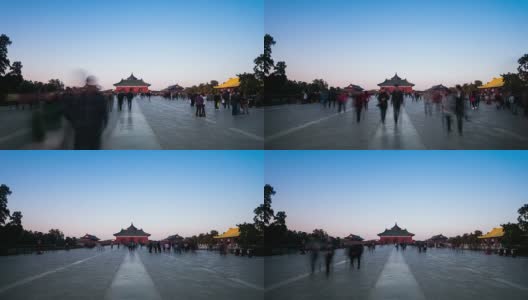 游客在日落时游览紫禁城。高清在线视频素材下载