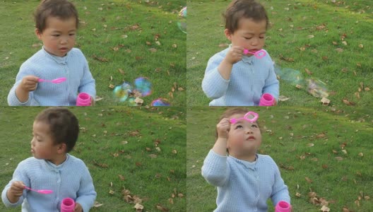 亚洲婴儿吹肥皂泡系列高清在线视频素材下载