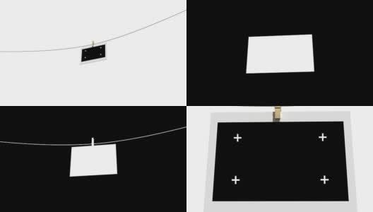 晒衣绳上的空白照片用哑光隔离高清在线视频素材下载